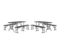 Lot de 2 tables de réception pliantes acier 2 bancs Fiesta 180cm gris foncé Gris foncé