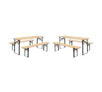 Table de réception pliante bois de sapin + 2 bancs (lot de 2) BAYONNE