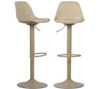 sweeek - Lot de 2 tabourets de Bar réglables 61.5/83.5cm - Noah - Simili Cuir cappucinno - Hauteur réglable. Repose-Pieds