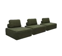 sweeek - Lot de 3 chauffeuses pour canapé modulable Tissu Bouclette Kaki 1 Place Bao. L 90 x P 90 x H 74cm