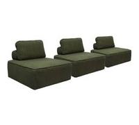 sweeek - Lot de 3 chauffeuses pour canapé modulable Tissu Bouclette Kaki 1 Place Bao. L 90 x P 90 x H 74cm