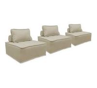 Lot de 3 chauffeuses pour canapé modulables tissu capitonné beige avec 1 coussin
