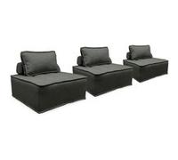 sweeek - Lot de 3 chauffeuses pour canapé modulables Tissu capitonné Gris avec 1 Coussin