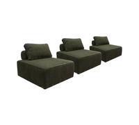 sweeek - Lot de 3 chauffeuses pour canapé modulables Velours côtelé Vert foncé avec Un Coussin