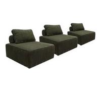 sweeek - Lot de 3 chauffeuses pour canapé modulables Velours côtelé Vert foncé avec Un Coussin