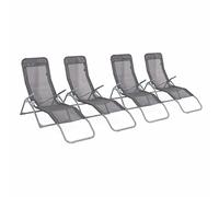 Bains de soleil pliants anthracite, textilène | sweeek