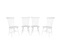 sweeek - Lot de 4 chaises Blanches à barreaux en Bois d'hévéa. Romie. L 50.8 x P 44.2 x H 90cm