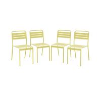 sweeek - Lot de 4 chaises de Jardin Acier. 4 Places. Jaune. Amelia. L44 x P52 x H79cm