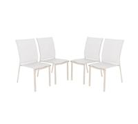 sweeek - Lot de 4 chaises de Jardin Cleveland empilables Aluminium et textilene Beige. 64.5 x 45.5 x 89.5 cm