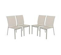 sweeek Lot de 4 chaises de jardin CLEVELAND empilables aluminium et textilene kaki 645 x 455 x 895 cm Kaki