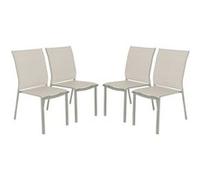 sweeek | Lot de 4 chaises de jardin CLEVELAND empilables aluminium et textilene kaki 645 x 455 x 895 cm Kaki G
