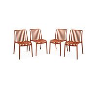 sweeek - Lot de 4 chaises de Jardin en Plastique Terracotta. empilables. déjà montées