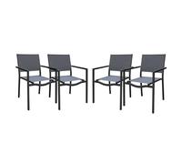 sweeek - Lot de 4 chaises de Jardins empilables en Aluminium et textilène. Anthracite