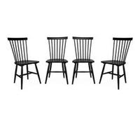 sweeek Lot de 4 chaises noires à barreaux en bois d'hévéa ROMIE L 508 x P 442 x H 90cm Noir