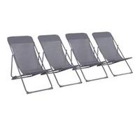 sweeek - Lot de 4 chaises Pliantes Livorno en Acier/textilene. Anthracite. 83 x 88 x 95 cm