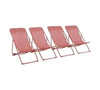 Lot de 4 chaises pliantes LIVORNO en acier / textilene terracotta 83 x 88 x 95 cm
