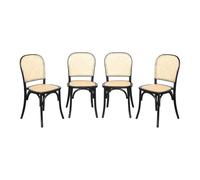 sweeek Lot de 4 chaises vintage en bois d'hévéa avec assise et dossier en rotin coloris noir L 445 x P 48 x H 895cm Noir