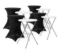 sweeek Lot de 4 tables pliantes en acier pour événements avec housse de protection, Gala + funda x4, noir, 81 x 81 x 110 cm