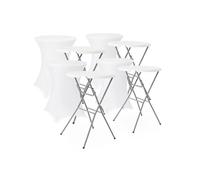 sweeek Lot de 4 tables pliantes en acier pour événements avec housse de protection, Gala + funda x4, blanc, 81 x 81 x 110 cm