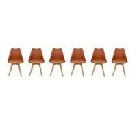 sweeek - Lot de 6 chaises scandinaves. Pieds Bois de hêtre. chaises 1 Place. Terracotta