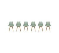 sweeek - Lot de 6 chaises scandinaves. Pieds Bois de hêtre. chaises 1 Place. Vert céladon