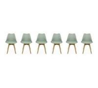 sweeek - Lot de 6 chaises scandinaves. Pieds Bois de hêtre. chaises 1 Place. Vert céladon