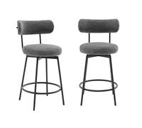 sweeek - Lot de Deux tabourets de Bar Assise rotative métal Noir et Tissu Gris - L 50 x P 50 x H 92cm - Iris