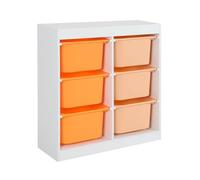 sweeek - Meuble de Rangement Enfant 6 bacs de Rangement en Plastique Orange pêche - Sora