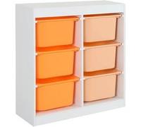 sweeek - Meuble de Rangement Enfant 6 bacs de Rangement en Plastique Orange pêche - Sora