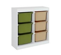 sweeek - Meuble de Rangement Enfant 6 bacs de Rangement en Plastique Vert Olive Taupe - Sora