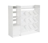sweeek - Meuble de Rangement Enfant. Blanc. 9 bacs de Rangement. 4 étagères. 1 Porte