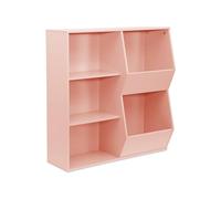 Meuble de rangement enfant rose. 3 étagères et 2 espaces de rangement