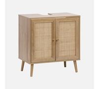 sweeek - Meuble sous lavabo décor Bois et cannage Bohème 65 x 40 x 70 cm Naturel