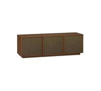 sweeek - Meuble TV décor bois et tissu 3 portes 140cm KUBA