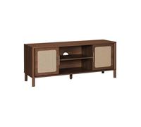 sweeek - Meuble TV vintage décor bois et cannage 2 portes 120cm ETTA
