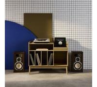 sweeek - Meuble Vinyle Vintage décor Bois. Dune. L 100 x l 48 x H 81.5cm