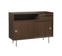 sweeek - Meuble Vinyle Vintage décor Bois et Acier Inoxydable 100cm Noyer - Shelby