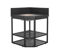 sweeek - Module d'angle Cuisine extérieure Acier avec bac à glaçons et Planche en Bois L80cm - Thira