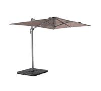 sweeek - Parasol déporté rectangulaire 2x3m + dalles à lester - Antibes - Taupe - Parasol excentré inclinable. rabattable et rotatif à 360°.
