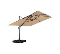 sweeek - Parasol déporté rectangulaire 3x4m + dalles à lester 50x50cm beige - Wimereux + Fixeo