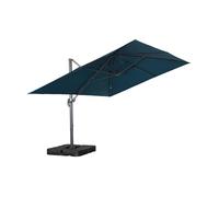 sweeek - Parasol déporté rectangulaire 3x4m + dalles à lester 50x50cm bleu canard - Wimereux + Fixeo