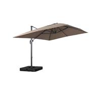 sweeek - Parasol déporté rectangulaire 3x4m + dalles à lester 50x50cm taupe - Wimereux + Fixeo