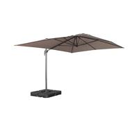 sweeek - Parasol déporté rectangulaire 3x4m taupe + dalles à lester 50x50cm - Antibes
