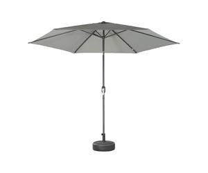 sweeek - Parasol droit rond Ø300cm - Touquet Kaki - mât central en aluminium orientable et manivelle d'ouverture