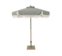 sweeek - Parasol HOSSEGOR droit à franges 2m. kaki. acier. mât effet bois. UPF 30+. D 200 x H 225 cm