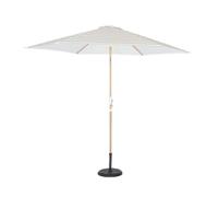 sweeek - Parasol rond de 3 m de mât central avec effet bois rayures beiges - 293 x 293 x 250 cm