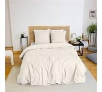 sweeek | Parure de lit ESPIGA crème 2 places réversible bi-matière 260 x 240 cm G