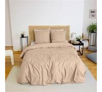 sweeek | Parure de lit ESPIGA grège 2 places réversible bi-matière 240 x 220 cm G