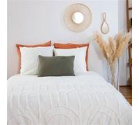 sweeek | Parure de lit motif arches rétro tufté crème 240 x 220cm en coton lavé Blanc G