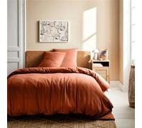 sweeek Parure de lit terracotta gaze de coton / coton 2 places 1 housse de couette avec 2 taies d'oreiller 260 x 240 cm Rouge G